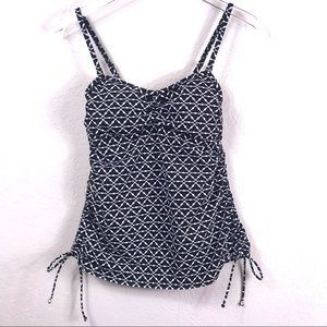 Lands End Tankini Top Black/White Sz 6P